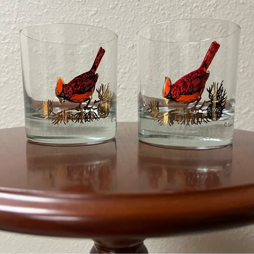 Vtg Couroc 60s Cardinal Gold & Red Low Ball Cocktail Rock Glasses 2